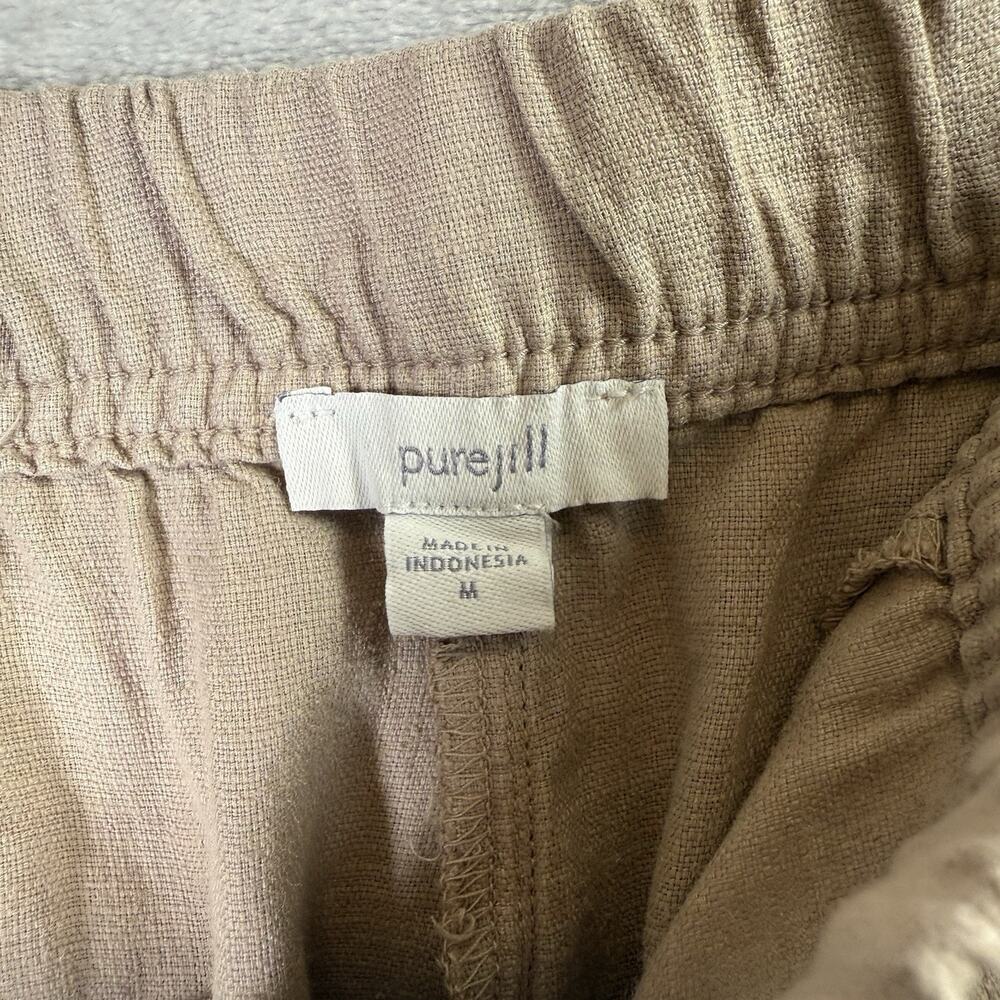 J Jill Purejill Pants Size Medium Tan Beige Wide Leg Linen Blend Boho Artsy - Picture 8 of 13